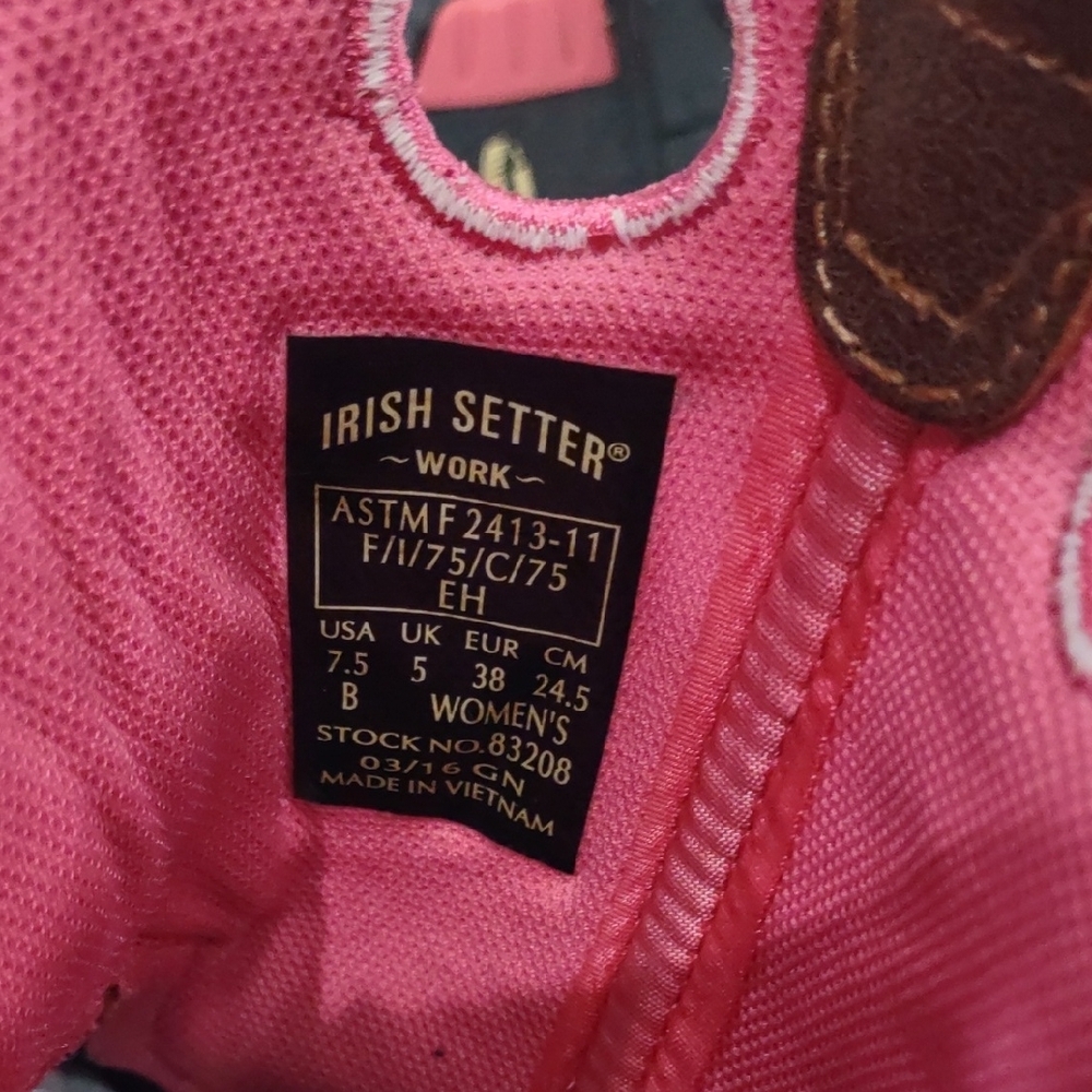 IRISH SETTER, Work, Size,7.5B,Brown and Pink Western Boots - Picture 9 of 17